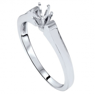 Sterling Silver Ladies Bridal 6 Prongs Semi Mount Engagement Ring