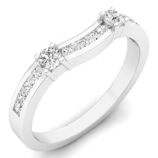 0.30 Carat (ctw) 14K White Gold Round Cut White Diamond Ladies Anniversary Wedding Enhancer Guard Band 1/3 CT