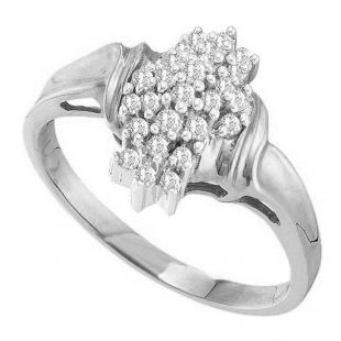 0.25 Carat (ctw) 18K White Gold Round White Diamond Ladies Cluster Flower Ring 1/4 CT