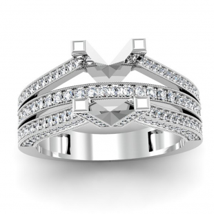 0.75 Carat (ctw) 14K White Gold Round White Diamond Semi Mount Bridal Engagement Ring (No Center Stone)