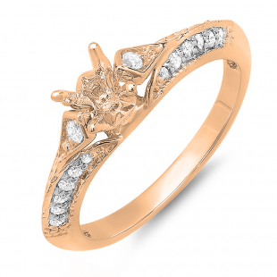 0.25 Carat (ctw) 14K Rose Gold Round Diamond Ladies Semi-Mount Bridal Engagement Ring 1/4 CT (No Center Stone)