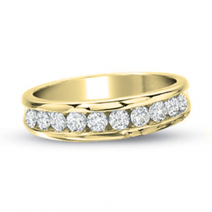 0.55 Carat (ctw) 14K Yellow Gold Round Diamond Ladies Anniversary Wedding Ring Stackable Band 1/2 CT