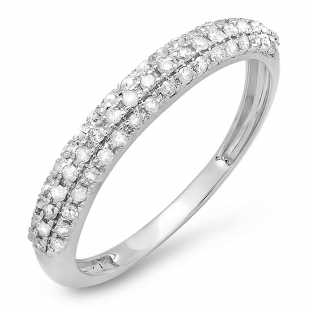 0.30 Carat (ctw) 14K White Gold Round White Diamond Ladies Anniversary Wedding Band Stackable Ring 1/3 CT