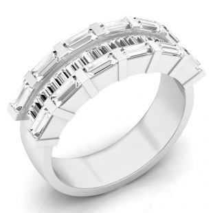 1.05 Carat (ctw) 18K White Gold Baguette Cut White Diamond Ladies Anniversary Wedding Band Stackable Ring 1 CT