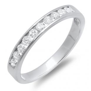 0.40 Carat (ctw) 14K White Gold Round Diamond Ladies Anniversary Wedding Stackable Ring Band