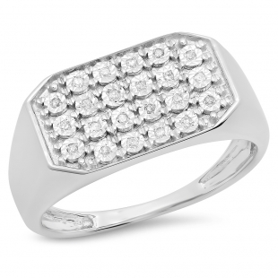 0.10 Carat (ctw) Sterling Silver Round White Diamond Men's Hip Hop Micro Pave Anniversary Wedding Band