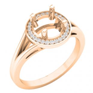 0.10 Carat (ctw) 14K Rose Gold Round Cut White Diamond Ladies Bridal Split Shank Semi Mount Engagement Ring 1/10 CT (No Center Stone)