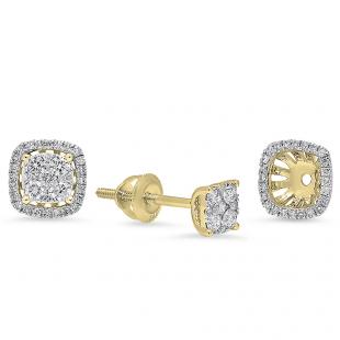 0.40 Carat (ctw) 14K Yellow Gold Round Diamond Ladies Stud Earrings With Removable Jackets