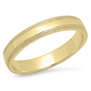 10K Yellow Gold Men's Ring Wedding Band Edged Plain Shiny Polished Traditional Fit