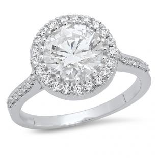 4.20 Carat (ctw) 18K White Gold Round Cut White Cubic Zirconia Ladies Bridal Halo Vintage Style Engagement Ring