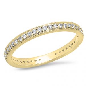 0.70 Carat (ctw) 14K Yellow Gold Round White Cubic Zirconia Ladies Eternity Anniversary Stackable Ring Wedding Band 3/4 CT