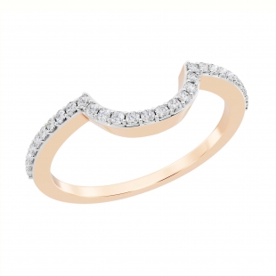 0.15 Carat (ctw) 14K Rose Gold Round Cut Diamond Ladies Anniversary Wedding Stackable Band Contour Guard Ring