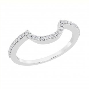 0.15 Carat (ctw) 18K White Gold Round Cut Diamond Ladies Anniversary Wedding Stackable Band Contour Guard Ring