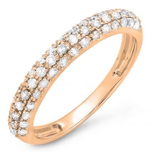 0.43 Carat (ctw) 14K Rose Gold Round White Diamond Ladies Anniversary Wedding Band Stackable Ring