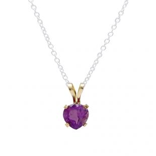 10K Yellow Gold 5mm Amethyst Ladies Solitaire Pear Shape Pendant (Silver Chain Included)