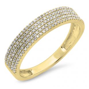 0.35 Carat (ctw) 10K Yellow Gold Round White Diamond Ladies Bridal Anniversary Wedding Band 1/3 CT