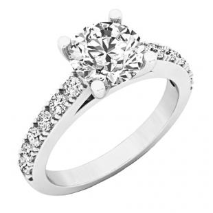 GIA CERTIFIED 2.00 Carat (ctw) 18K White Gold Round White Diamond Ladies Engagement Bridal Ring 2 CT