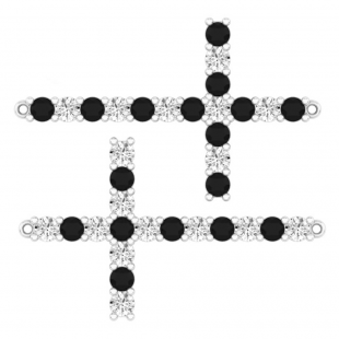 16.55 Carat (ctw) Sterling Silver Round White & Black Cubic Zirconia Ladies Sideways Cross Pendant