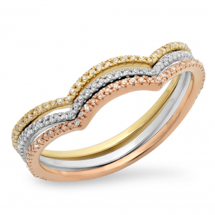 0.28 Carat (ctw) 10K White Yellow & Rose Gold Round Cut Diamond Ladies 3 Tone Wedding Ring 1/4 CT