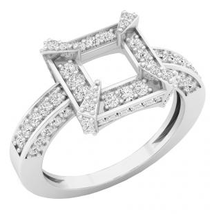 0.75 Carat (ctw) 14K White Gold Round White Diamond Semi Mount Engagement Bridal Ring 3/4 CT