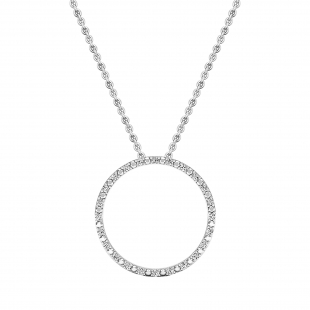 0.15 Carat (ctw) Sterling Silver Round Cut Diamond Ladies Circle Pendant (Silver Chain Included)