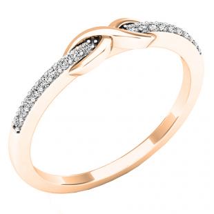 0.10 Carat (ctw) 14K Rose Gold Round Diamond Ladies Forever Together Swirl Engagement Ring 1/10 CT