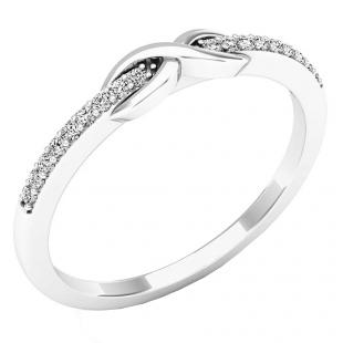 0.10 Carat (ctw) Sterling Silver Round Diamond Ladies Forever Together Swirl Engagement Ring 1/10 CT