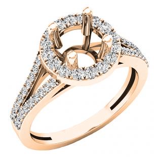 0.45 Carat (ctw) 14K Rose Gold Round Diamond Split Shank Bridal Semi Mount Engagement Ring 1/2 CT