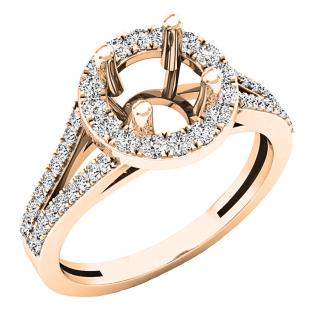 0.45 Carat (ctw) 18K Rose Gold Round Diamond Split Shank Bridal Semi Mount Engagement Ring 1/2 CT