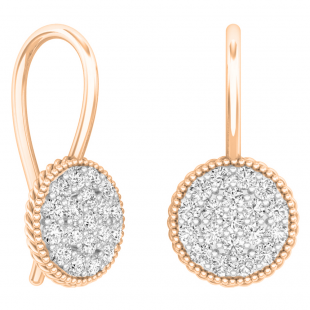 0.65 Carat (ctw) 18K Rose Gold Round White Diamond Ladies Cluster Style Dangling Drop Earrings