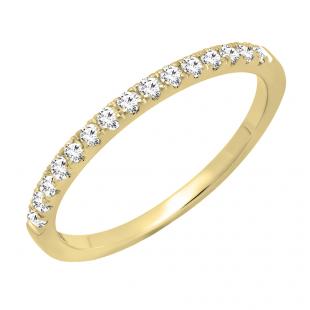0.25 Carat (ctw) 18K Yellow Gold Round White Diamond Ladies Bridal Stackable Wedding Band 1/4 CT