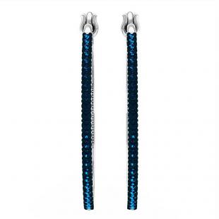 0.30 Carat (ctw) 14K White Gold Round Cut Blue Diamond Ladies Hoop Earrings 1/3 CT