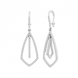 0.30 Carat (ctw) 18K White Gold Round White Diamond Ladies Kite Shape Dangling Drop Earrings 1/3 CT