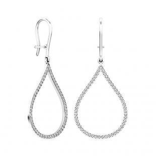 0.45 Carat (ctw) 10K White Gold Round White Diamond Ladies Teardrop Dangling Earrings