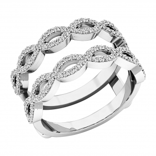 0.55 Carat (ctw) 10K White Gold Round white Diamond Ladies Wedding Band Enhancer Double Ring 1/2 CT