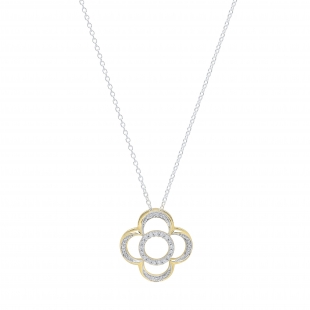 0.25 Carat (ctw) 14K Yellow Gold Round Cut White Diamond Ladies Vintage Style Clover Pendant 1/4 CT