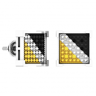 0.05 Carat (ctw) Sterling Silver Yellow White & Black Diamond Kite Shape Mens Hip Hop Stud Earrings