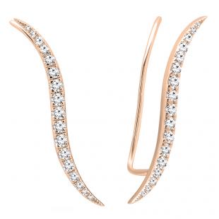 0.70 Carat (ctw) 14K Rose Gold Round Cut White Diamond Ladies Climber Earrings 3/4 CT
