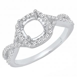 0.35 Carat (ctw) 18K White Gold Round Diamond Ladies Engagement Ring 1/3 CT (No Center Stone)