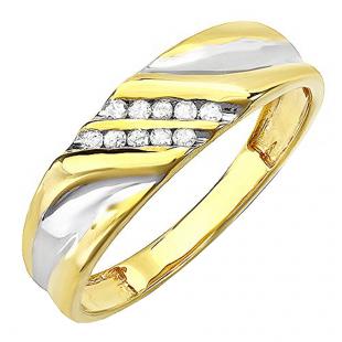 0.15 Carat (ctw) 18K Yellow Gold Plated Sterling Silver Round White Diamond Men's Wedding Anniversary Band
