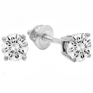 5.00 Carat (Ctw) 14K White Gold Round Cut Cubic Zirconia Ladies Stud Earrings 5 CT