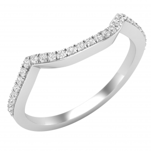 0.15 Carat (ctw) Round Cubic Zirconia Ladies Wedding Stackable Contour Guard Band Sterling Silver