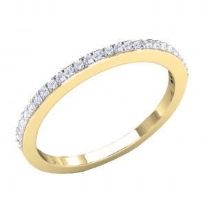 14K Yellow Gold Round White Cubic Zirconia Ladies Anniversary Wedding Stackable Band