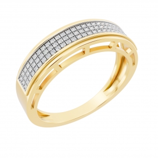 0.25 Carat (Ctw) 10K Yellow Gold Round White Diamond Men's Hip Hop Anniversary Wedding Band 1/4 CT