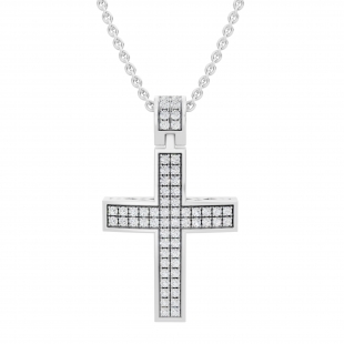 0.35 Carat (Ctw) Sterling Silver Round Diamond Ladies Cross Pendant 1/3 (Silver Chain Included)