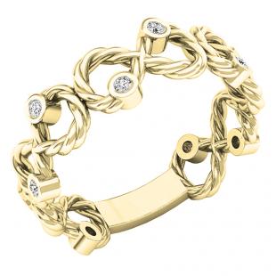 0.13 Carat (ctw) 18K Yellow Gold Round Cut White Diamond Ladies Infinity Right Hand Band