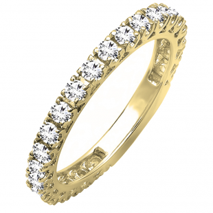 0.85 Carat (ctw) 18K Yellow Gold Round White Diamond Eternity Stackable Anniversary Wedding Band