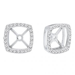 0.30 Carat (Ctw) 14K White Gold Round White Diamond Removable Jackets For Stud Earrings 1/3 CT
