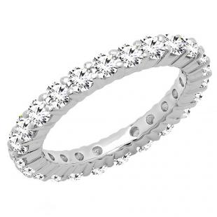 1.70 Carat (ctw) 14K White Gold Round White Cubic Zirconia CZ Eternity Wedding Stackable Band