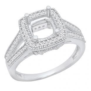 0.30 Carat (ctw) 14K White Gold Round White Diamond Bridal Semi Mount Engagement Ring 1/3 CT